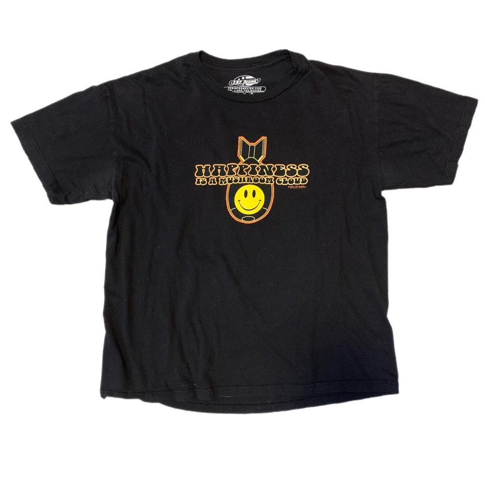 VINTAGE 2005 Happiness Is A Mushroom Cloud Black Shirt Size Medium M Black Y2K